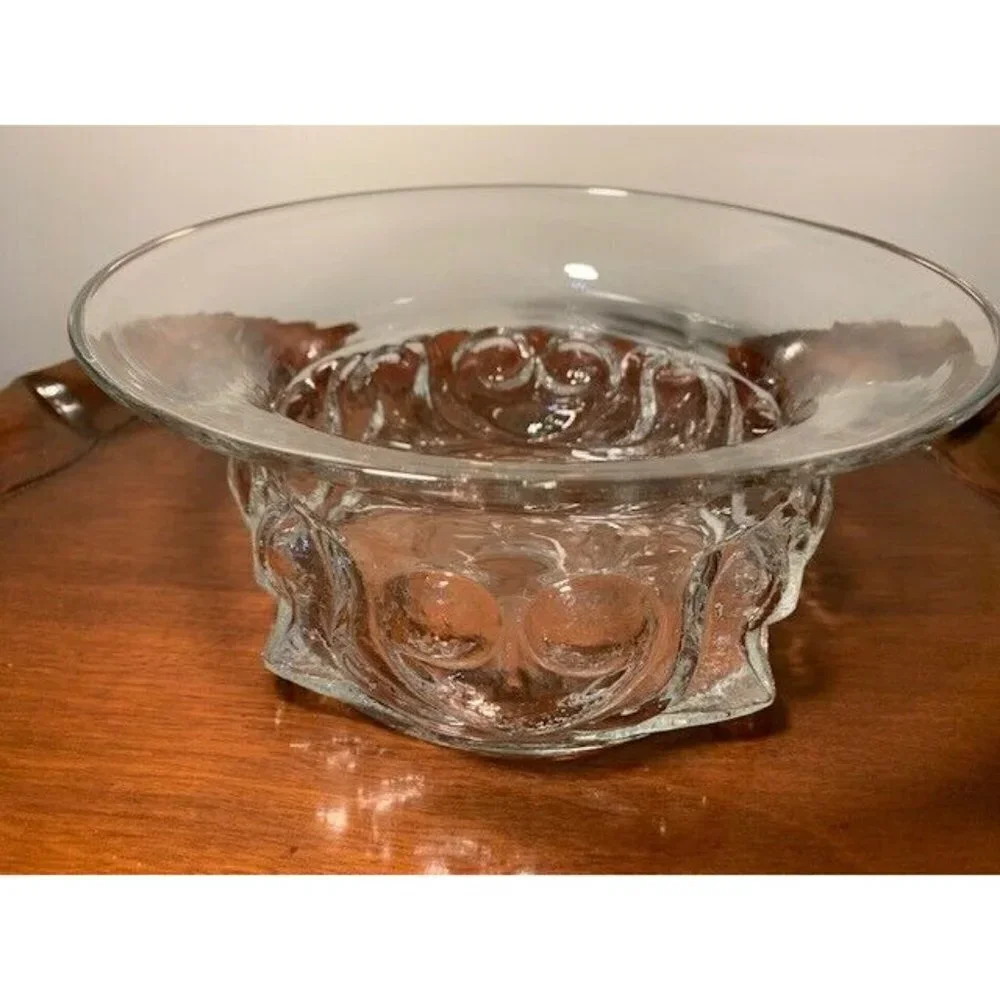 Large Vintage Mid-Century Modern Scandinavian Glass Bowl Centerpiece 11